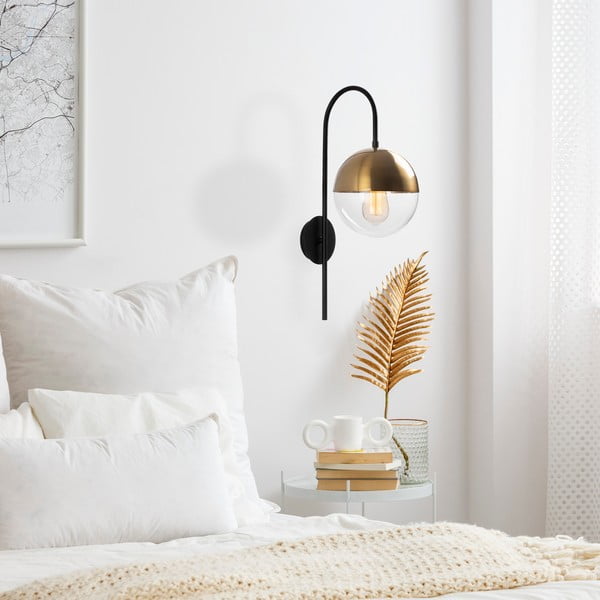 Melna/zelta krāsas sienas lampa ø 20 cm Bastos – Opviq lights-image-1