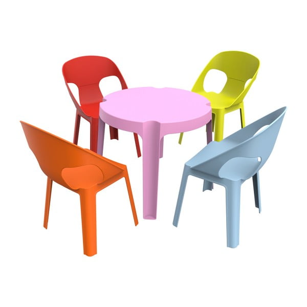 Bērnu dārza komplekts ar 1 rozā galdu un 4 krēsliem Resol Julieta