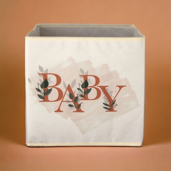 Bēša tekstila uzglabāšanas kaste 30x30x30 cm – Mioli Decor-image-1