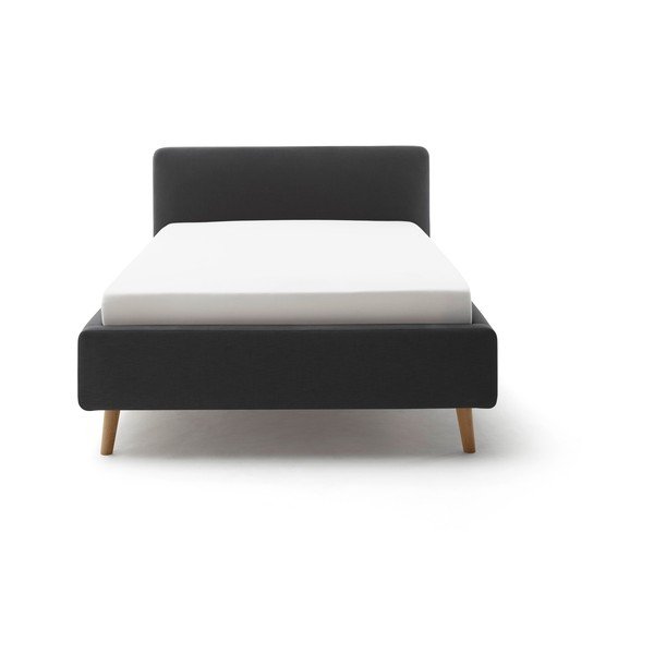 Antracīta pelēka polsterēta vienvietīga gulta bez režģa 120x200 cm Mattis – Meise Möbel-image-3