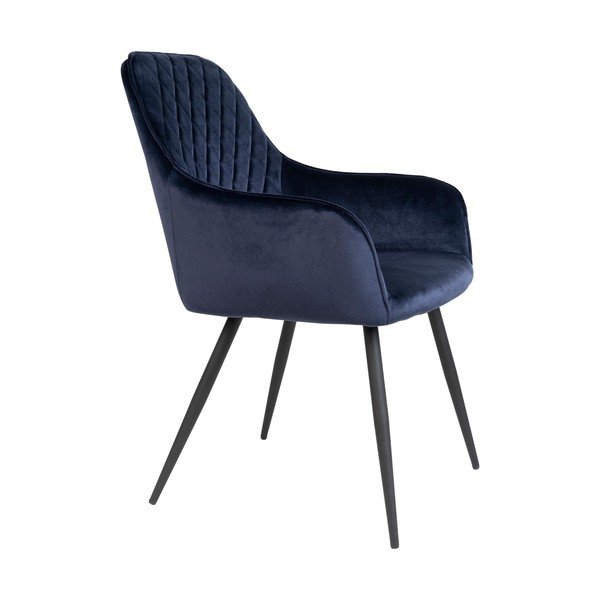 Tumši zili polsterēti ēdamistabas krēsli ar roku balstiem (2 gab.) Harbo – House Nordic-image-3