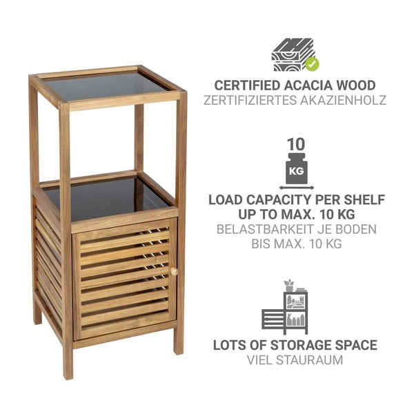 Melns/dabīga toņa akācijas masīvkoka zems/šaurs vannas istabas skapis 39,5x86 cm Fondi – Wenko-image-2