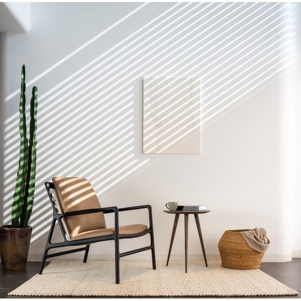 Melns/bēšs ādas atpūtas krēsls Dedo – Gazzda-image-1