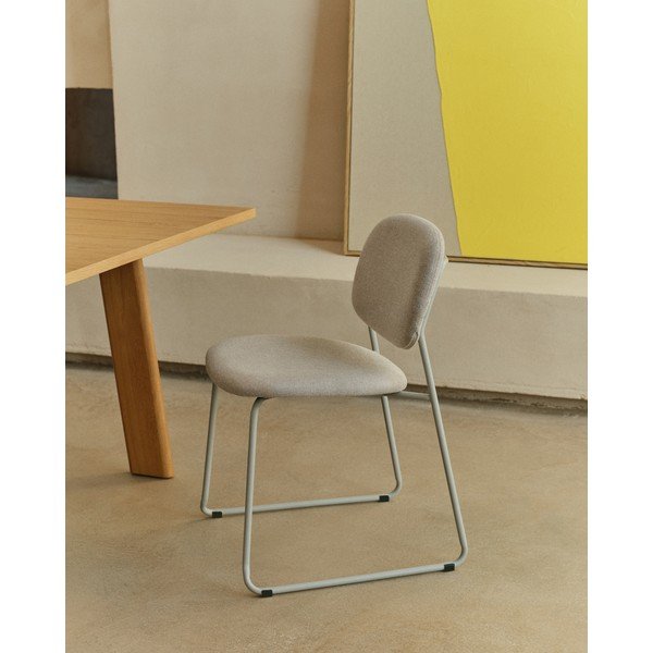 Bēšs metāla pusdienu krēsls saliekams viens uz otra Meli – Kave Home-image-1