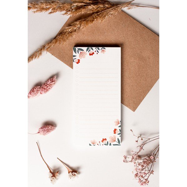 Noplēšama darāmo darbu saraksta lapa ar puķu motīvu Printintin, 70 loksnes-image-1