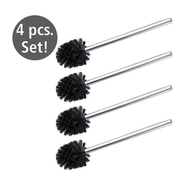 Spīdīgas sudraba krāsas nerūsējošā tērauda rezerves tualetes birstes (4 gab.) Ø8cm – Wenko