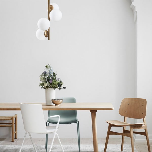 Balta/misiņa krāsas griestu lampa ar stikla abažūru ø 15 cm Faze – Opviq lights-image-1