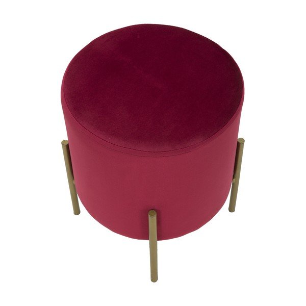Vīna sarkanā poufs ar zelta krāsas dzelzs kājām Mauro Ferretti Rotondo-image-4