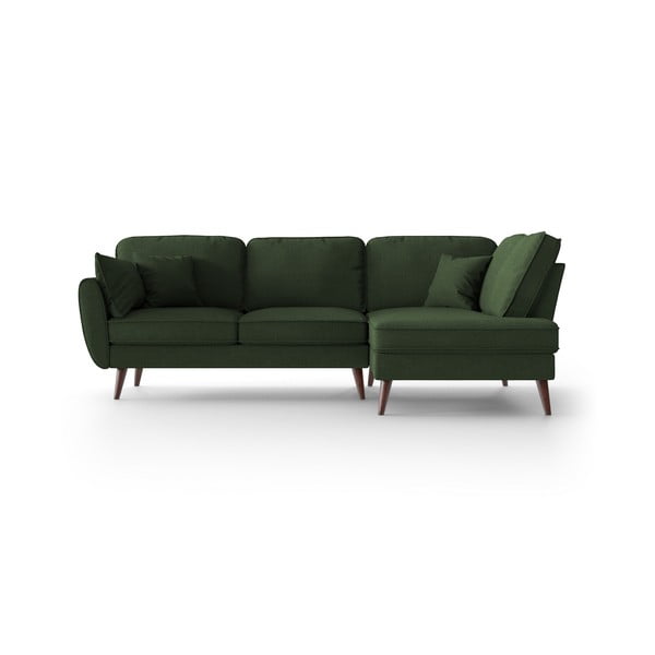 Zaļš stūra dīvāns My Pop Design Auteuil, labais stūris