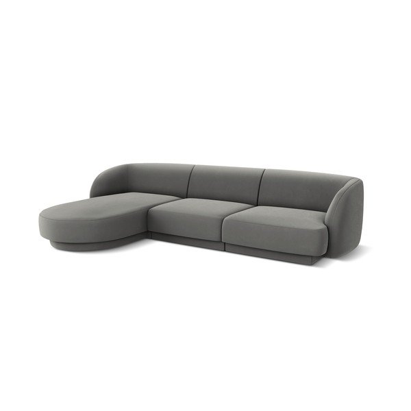 Pelēks samta stūra dīvāns (kreisais stūris) Miley – Micadoni Home-image-2