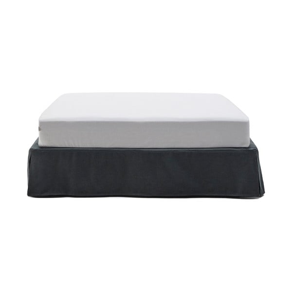 Antracīta pelēka polsterēta divvietīga gulta 160x200 cm Jaira – Kave Home-image-1