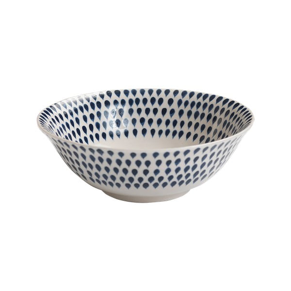 Zili balts keramikas trauks Nkuku Indigo Drop, ø 17 cm