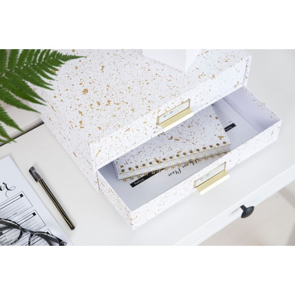 Balta ar zeltu 2 līmeņu mapju atvilktne Bigso, 33 x 22,5 cm-image-2