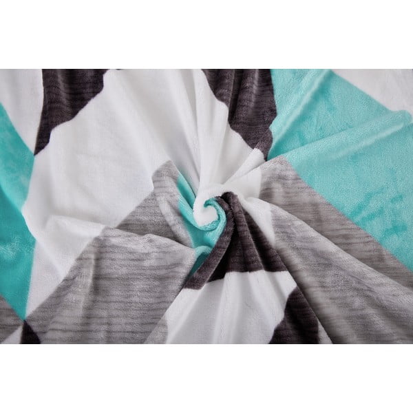 Pelēka/tirkīzzila vienguļamā mikroplīša gultas veļa 140x200 cm Abstract  – My House-image-1