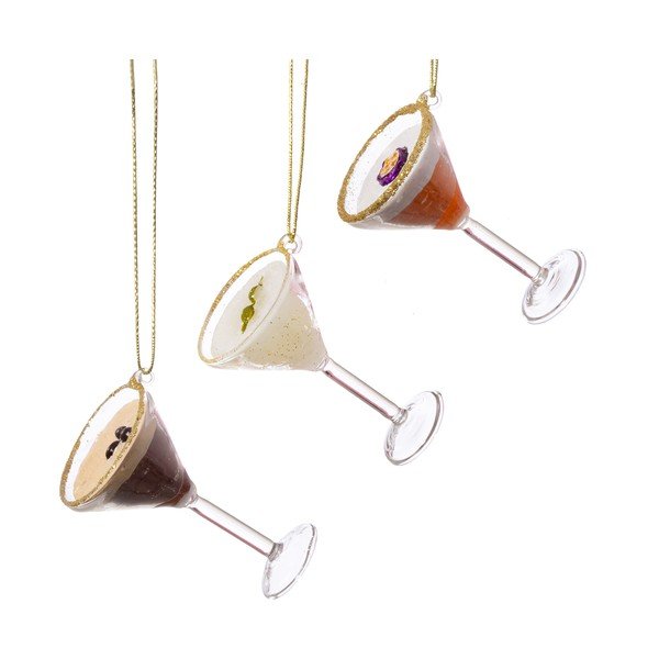Stikla Ziemassvētku eglītes rotājumi (3 gab.) 15,5 cm Martini Cocktail – Sass & Belle