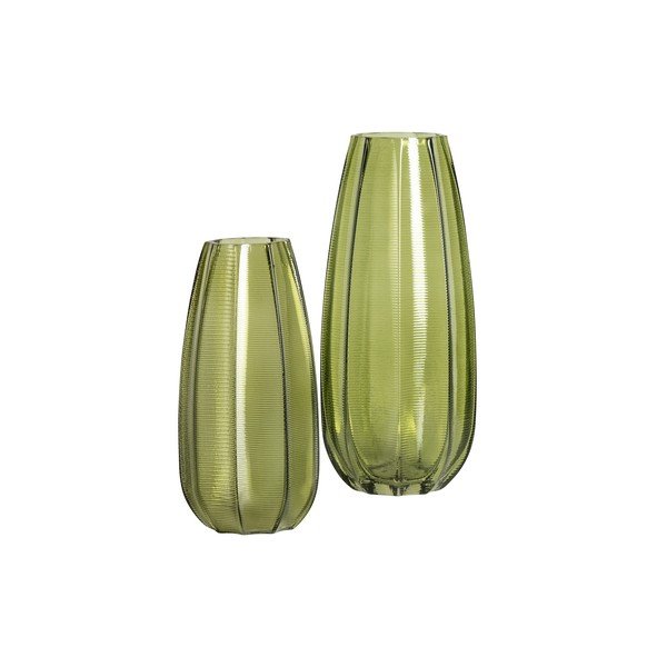 Zaļa stikla vāze WOOOD Kali, augstums 28 cm-image-1