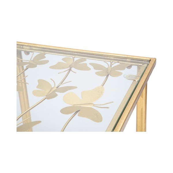 Balts/zelta krāsas konsoles galds ar stikla galda virsmu 35x100 cm Butterflies – Mauro Ferretti-image-4