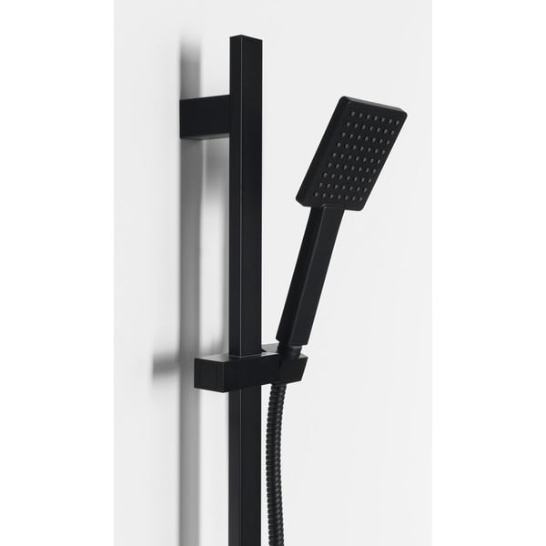 Matēti melns nerūsējošā tērauda dušas komplekts ar rokas dušu/ar bīdāmu turētāju 70 cm – Sapho-image-1