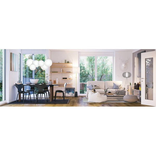 Balta/sudraba krāsas piekaramā lampa ar stikla abažūru ø 25 cm RONDO – EGLO-image-1