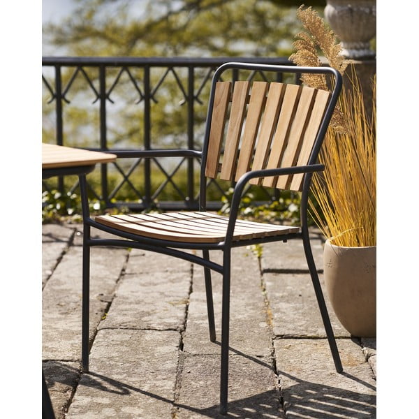 Dabīga toņa masīvkoka/metāla dārza krēsli (2 gab.) Cleveland – House Nordic-image-1