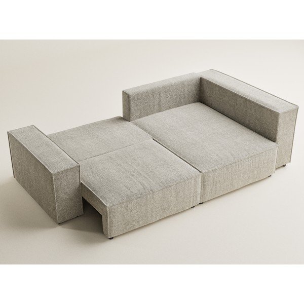 Bēšs salokāms stūra dīvāns no šenila auduma ar uzglabāšanas vietu (ar labo stūri/L veida) Tonga – Maison de Rêve-image-3