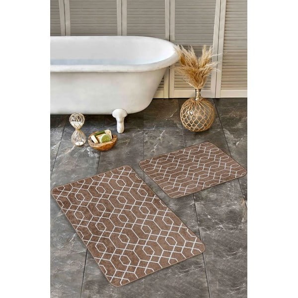 Brūni samta vannas istabas paklājiņi (2 gab.) 60x100 cm – Mila Home-image-4