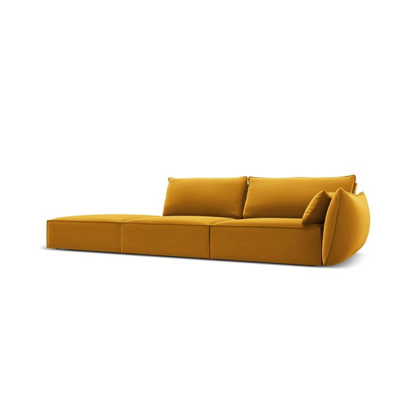 Sinepju dzeltens samta dīvāns ar labo stūri 264 cm Vanda – Mazzini Sofas-image-2