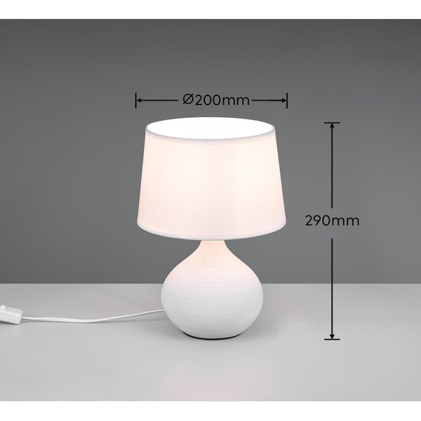 Balta keramikas un auduma galda lampa Reality Martin, augstums 29 cm-image-4