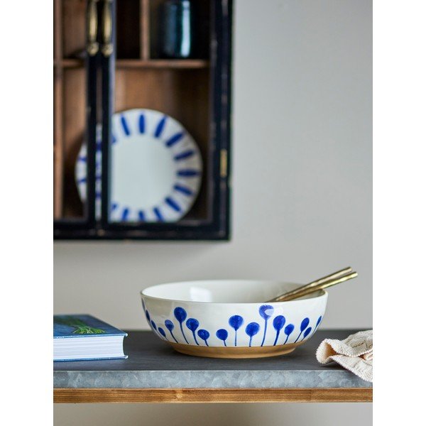 Balta/zila keramikas bļoda ø 28 cm Linora – Bloomingville-image-1