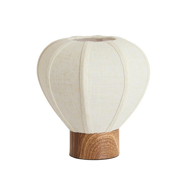 Krēmkrāsas metāla galda lampa ar auduma abažūru (augstums 23,5 cm) Kyzo – Light & Living