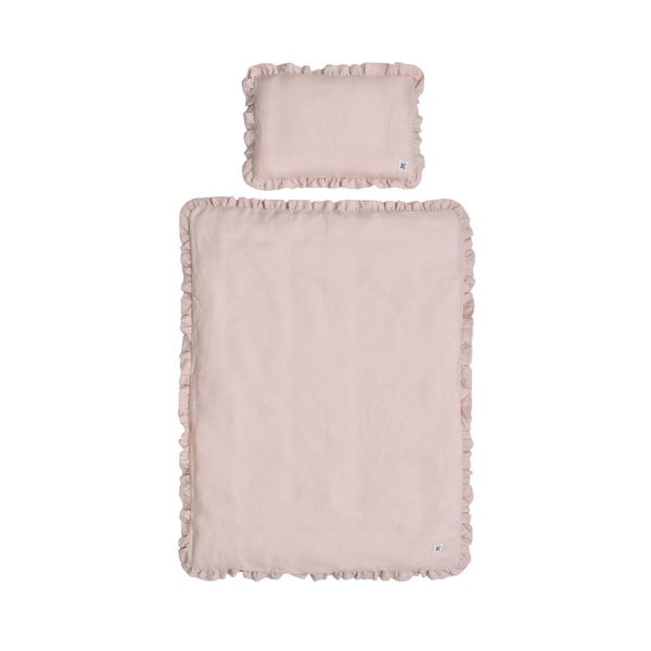 Rozā bērnu lina gultasveļa ar pildījumu BELLAMY Dusty Pink, 140 x 200 cm