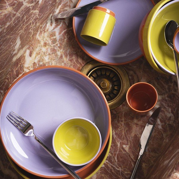 Oranžs/violets deserta akmensmasas šķīvis ø 18 cm Duo – ONA-image-1