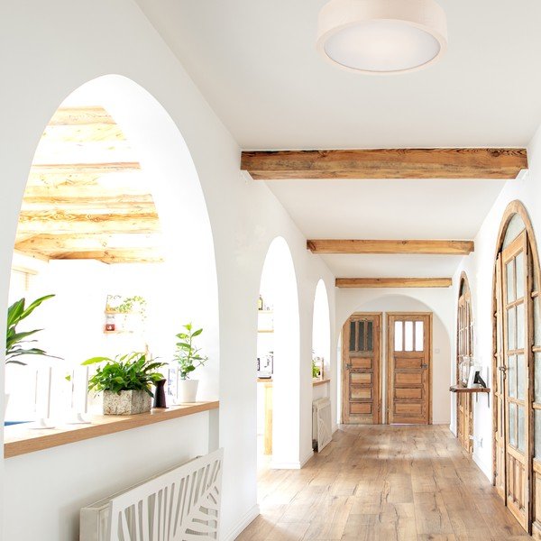 Balta griestu lampa ar stikla abažūru ø 27 cm Eveline – LAMKUR-image-1