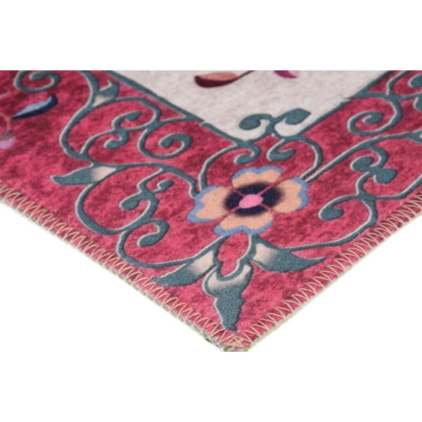 Sarkans/krēmkrāsas mazgājams paklājs 200x80 cm – Vitaus-image-2