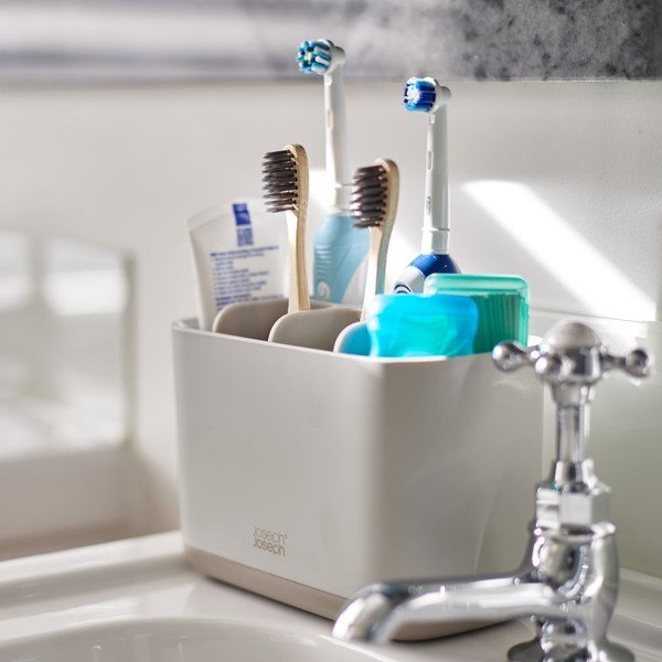 Bēšs plastmasas zobu birstes statīvs EasyStore – Joseph Joseph-image-1