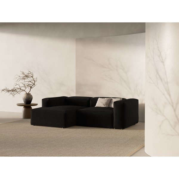 Melns stūra dīvāns (ar kreiso stūri/ar zvilni) Bergamo – Cosmopolitan Design-image-1