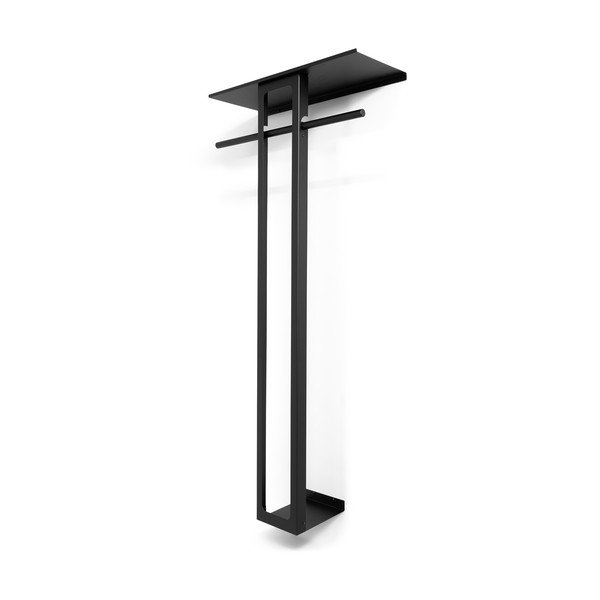 Melns tērauda sienas pakaramais ar plauktu 70 cm Luno Large – Spinder Design