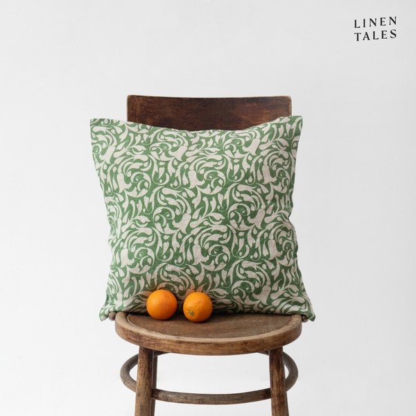 Lina spilvendrāna 45x45 cm Evergreen Damask – Linen Tales