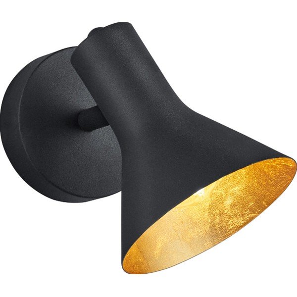 Melna metāla sienas lampa ø 11 cm Nina – Reality