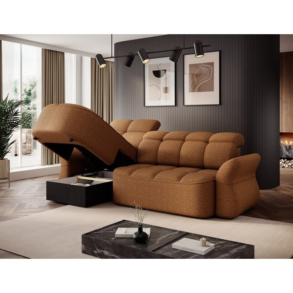 Dzeltens/brūns samta salokāms/ar uzglabāšanas vietu stūra dīvāns (ar kreiso stūri/ar zvilni) Beneth – ELTAP-image-4