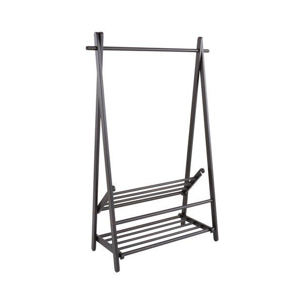 Melns priedes masīvkoka drēbju pakaramais statīvs 100x150x41 cm Cole – Jotex