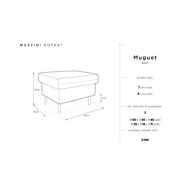 Melns pufs Mazzini Sofas Muguet, 60 x 45 cm-image-4