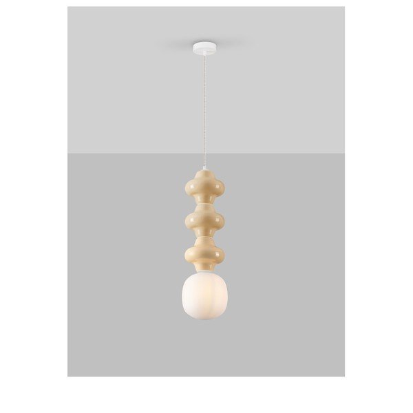 Balta/krēmkrāsas keramikas piekaramā lampa ar stikla abažūru ø 18 cm Clio – Nova Luce-image-4