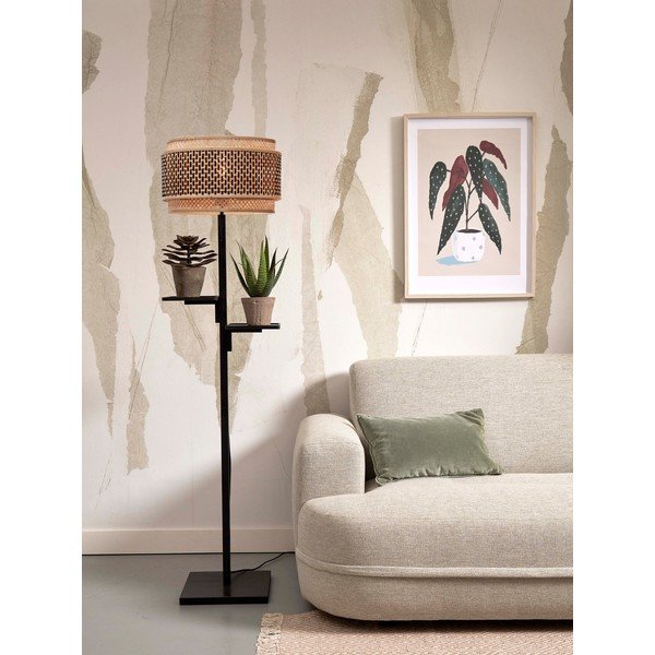Melna/dabīga toņa stāvlampa ar bambusa abažūru (augstums 160 cm) Bhutan – Good&Mojo-image-3