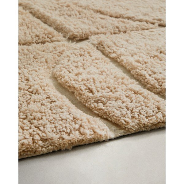 Krēmkrāsas ar rokām darināts vilnas paklājs 200x300 cm Nak – Kave Home-image-3