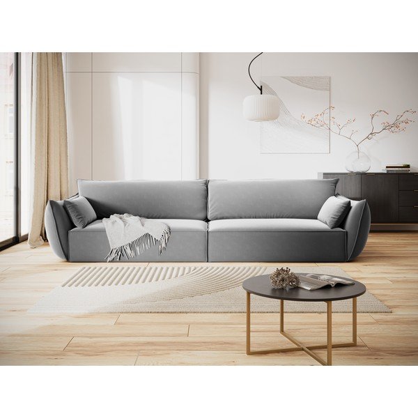 Gaiši pelēks samta dīvāns 248 cm Vanda – Mazzini Sofas-image-1