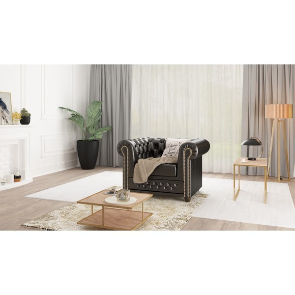 Melns mākslīgās ādas krēsls York – Ropez-image-1