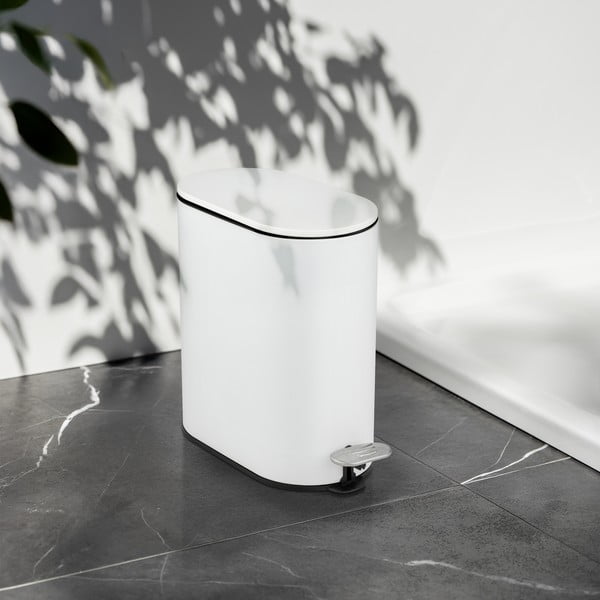 Matēti balta tērauda atkritumu tvertne ar pedāli 5 l Collungo – Wenko-image-1