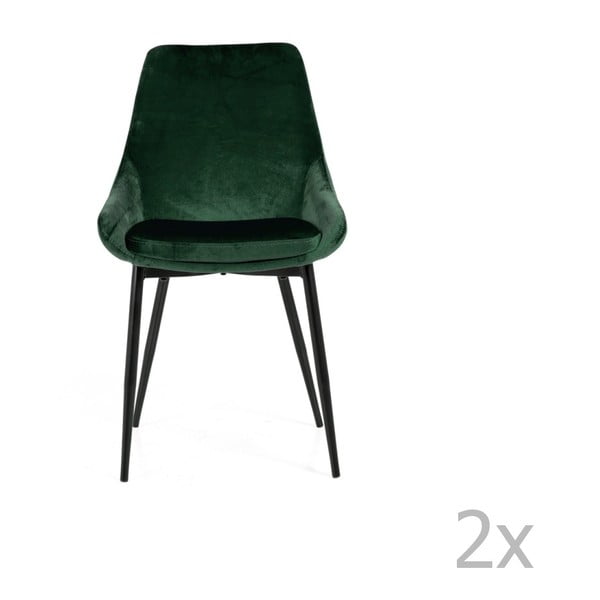 2 zaļu ēdamistabas krēslu komplekts ar samta polsterējumu Tenzo Lex