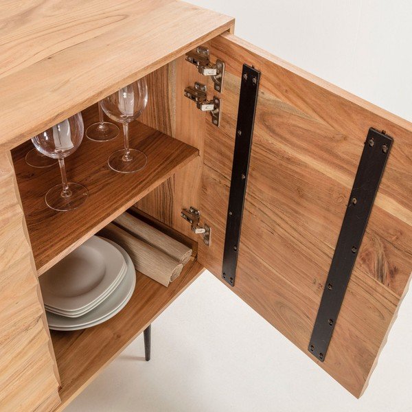 Gaiši brūna kumode no akācijas koka Kave Home Delsie, 147 x 81 cm-image-1